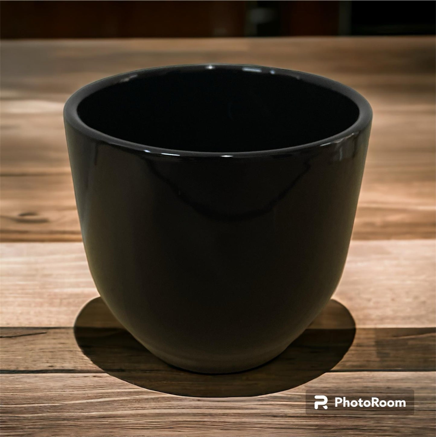 大石物產 - 新日系風格 玄黑光面 陶瓷花盆 大號 日本製造